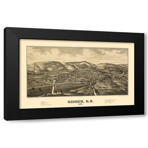 Sidney New York - Burleigh 1887  Black Modern Wood Framed Art Print by Burleigh