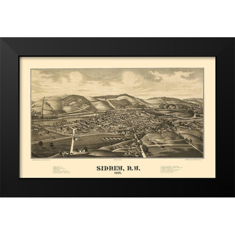 Sidney New York - Burleigh 1887  Black Modern Wood Framed Art Print by Burleigh