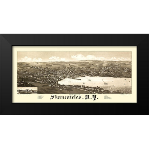 Skaneateles New York - Burleigh 1884  Black Modern Wood Framed Art Print by Burleigh