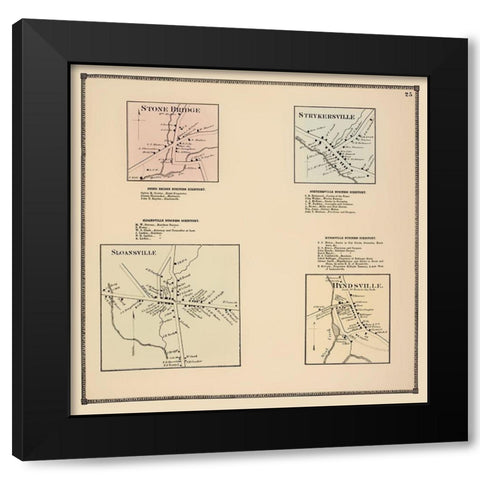 Sloansville New York Landowner - Beers 1866 Black Modern Wood Framed Art Print with Double Matting by Beers
