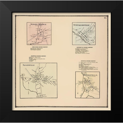 Sloansville New York Landowner - Beers 1866 Black Modern Wood Framed Art Print by Beers