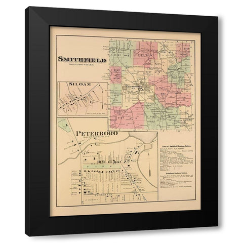 Smithfield New York Landowner - Whitman 1875 Black Modern Wood Framed Art Print by Whitman