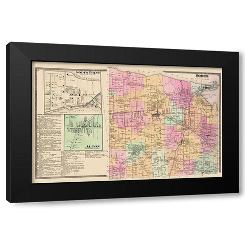 Sodus, Sodus Point, Alton New York Landowner Black Modern Wood Framed Art Print with Double Matting by Beers