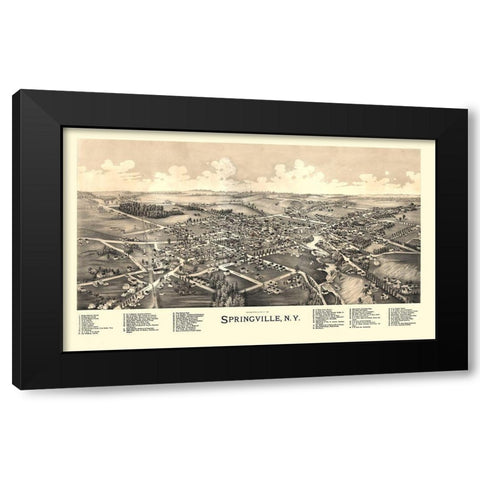 Springville New York - Burleigh 1892  Black Modern Wood Framed Art Print with Double Matting by Burleigh