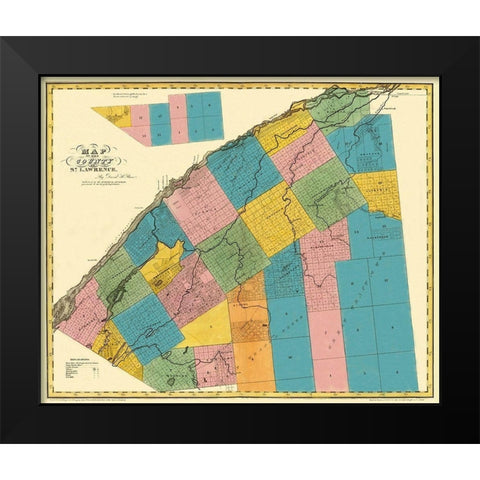 St. Lawrence New York - Burr 1829 Black Modern Wood Framed Art Print by Burr