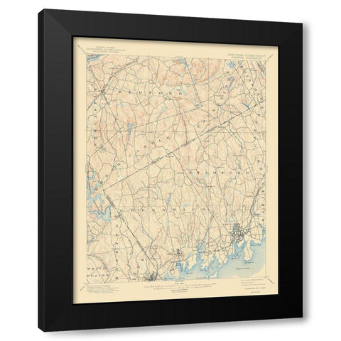 Stamford New York Connecticut Quad - USGS 1899 Black Modern Wood Framed Art Print with Double Matting by USGS