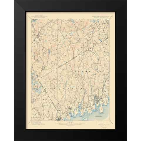 Stamford New York Connecticut Quad - USGS 1899 Black Modern Wood Framed Art Print by USGS