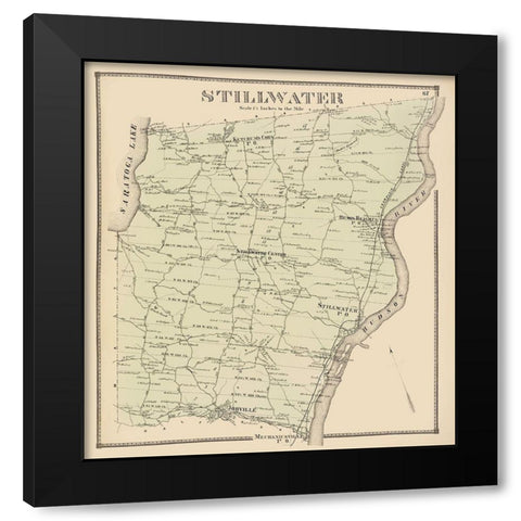 Stillwater New York Landowner - Stone 1866 Black Modern Wood Framed Art Print with Double Matting by Stone