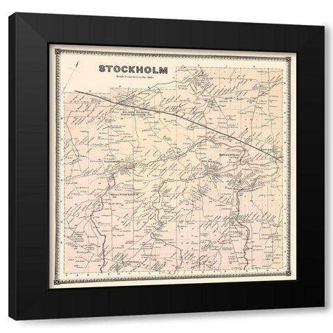Stockholm New York Landowner - Stone 1865 Black Modern Wood Framed Art Print with Double Matting by Stone