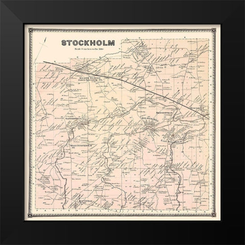 Stockholm New York Landowner - Stone 1865 Black Modern Wood Framed Art Print by Stone