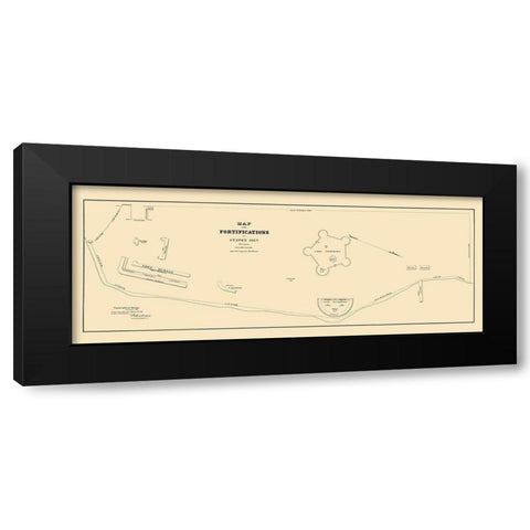 Staten Island New York Fortifications 1827 Black Modern Wood Framed Art Print with Double Matting by Roberdrane