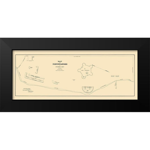 Staten Island New York Fortifications 1827 Black Modern Wood Framed Art Print by Roberdrane
