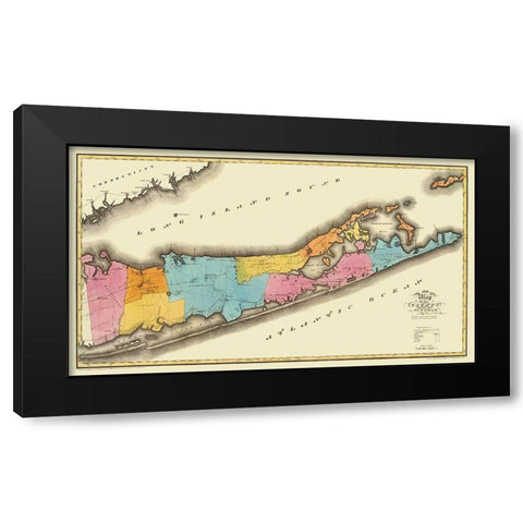 Suffolk New York - Burr 1829 Black Modern Wood Framed Art Print with Double Matting by Burr