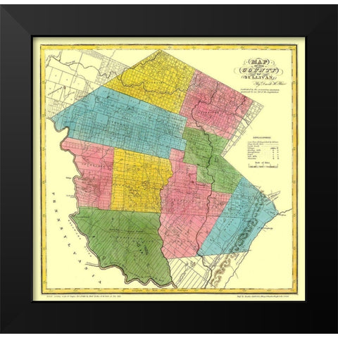 Sullivan New York Landowner - Burr 1829 Black Modern Wood Framed Art Print by Burr