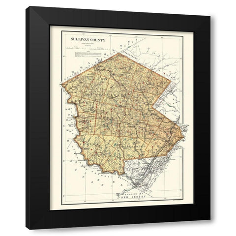 Sullivan New York Landowner - Bien 1895 Black Modern Wood Framed Art Print with Double Matting by Bien