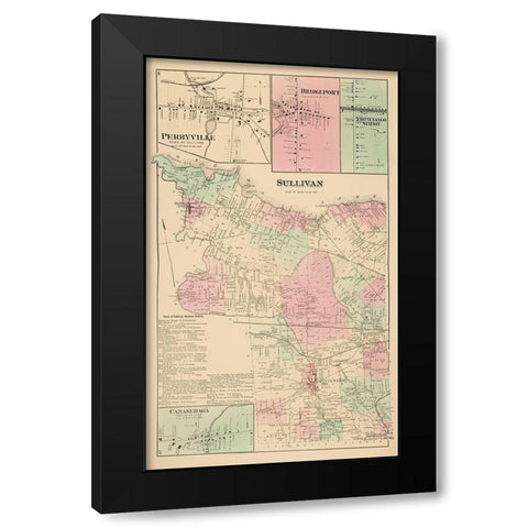 Sullivan New York Landowner - Whitman 1875 Black Modern Wood Framed Art Print with Double Matting by Whitman
