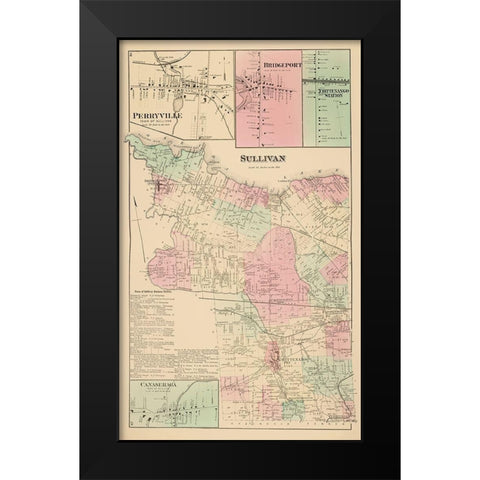 Sullivan New York Landowner - Whitman 1875 Black Modern Wood Framed Art Print by Whitman