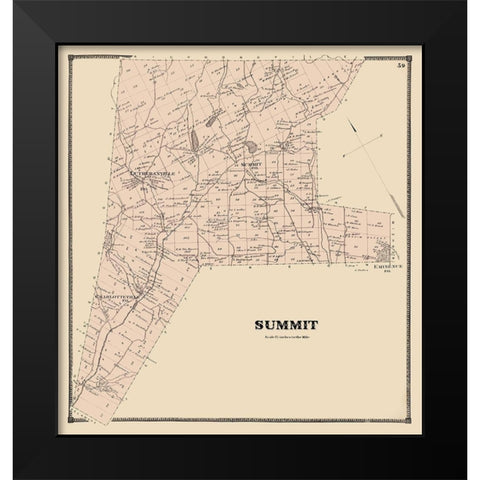 Summit New York Landowner - Stone 1866 Black Modern Wood Framed Art Print by Stone