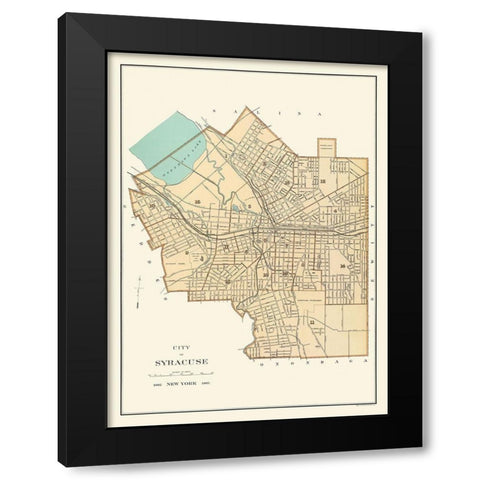 Syracuse New York - Bien 1895 Black Modern Wood Framed Art Print with Double Matting by Bien