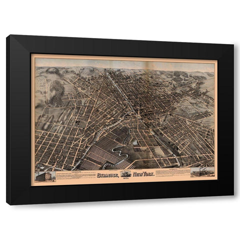 Syracuse New York - Bailey 1874  Black Modern Wood Framed Art Print with Double Matting by Bailey