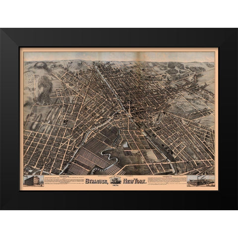 Syracuse New York - Bailey 1874  Black Modern Wood Framed Art Print by Bailey