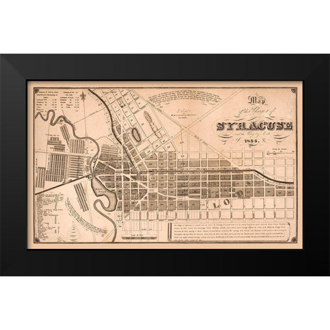 Syracuse New York - Clarke 1834  Black Modern Wood Framed Art Print by Clarke