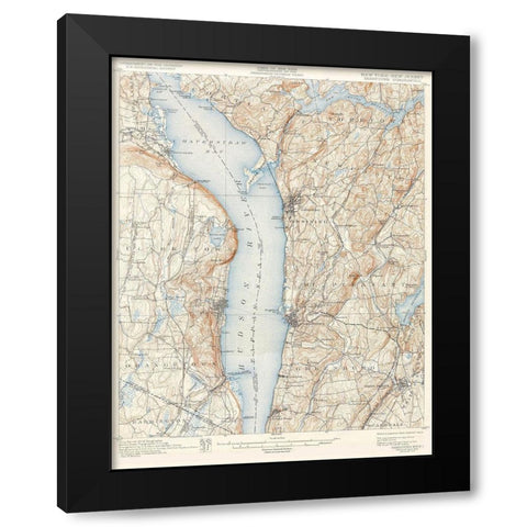 Tarrytown New York New Jersey Quad - USGS 1902 Black Modern Wood Framed Art Print with Double Matting by USGS