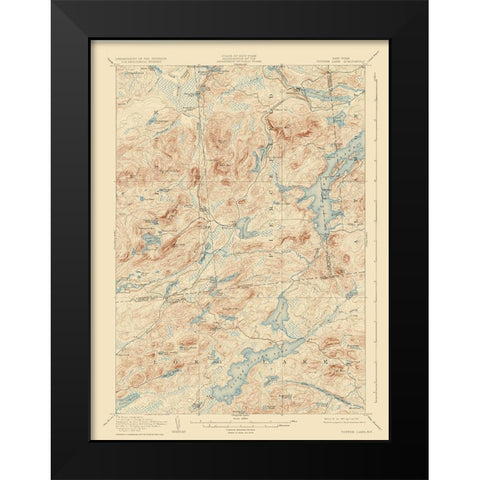 Tupper Lake New York Quad - USGS 1907 Black Modern Wood Framed Art Print by USGS