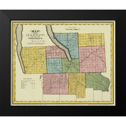 Tompkins New York - Burr 1829 Black Modern Wood Framed Art Print by Burr