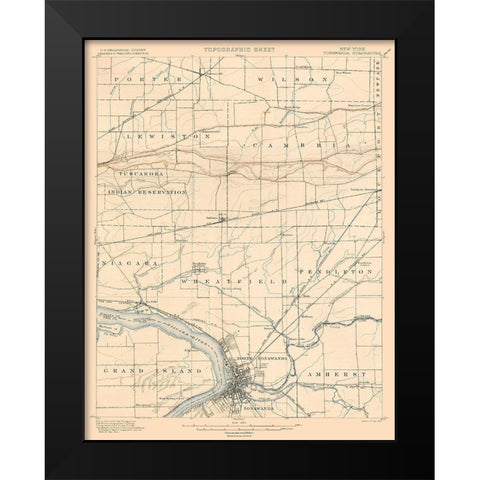 Tonawanda New York Quad - USGS 1900 Black Modern Wood Framed Art Print by USGS