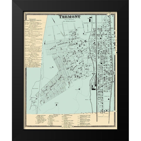 Tremont New York Landowner - Beers 1868 Black Modern Wood Framed Art Print by Beers