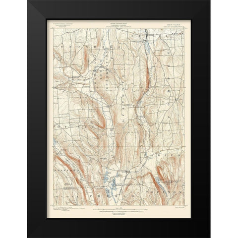 Tully New York Quad - USGS 1900 Black Modern Wood Framed Art Print by USGS