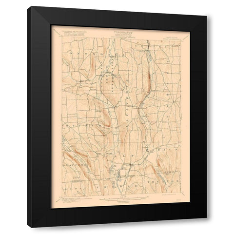 Tully New York Quad - USGS 1900 Black Modern Wood Framed Art Print with Double Matting by USGS