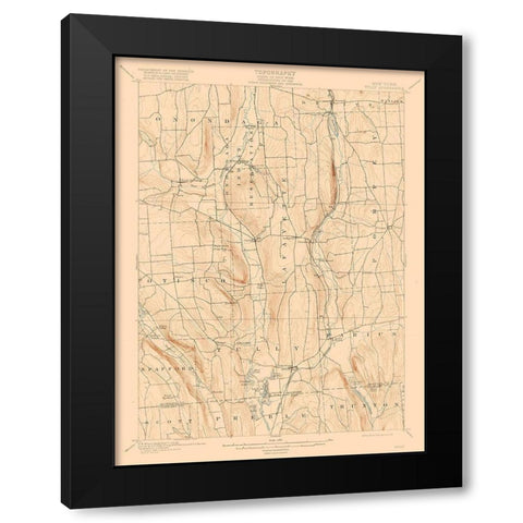 Tully New York Quad - USGS 1900 Black Modern Wood Framed Art Print by USGS