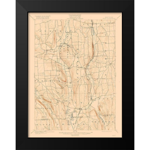 Tully New York Quad - USGS 1900 Black Modern Wood Framed Art Print by USGS