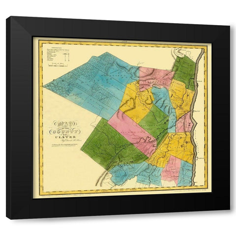 Ulster New York Landowner - Burr 1829 Black Modern Wood Framed Art Print with Double Matting by Burr