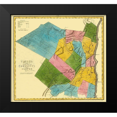 Ulster New York Landowner - Burr 1829 Black Modern Wood Framed Art Print by Burr