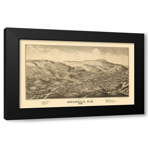 Unadilla New York - Burleigh 1887  Black Modern Wood Framed Art Print with Double Matting by Burleigh