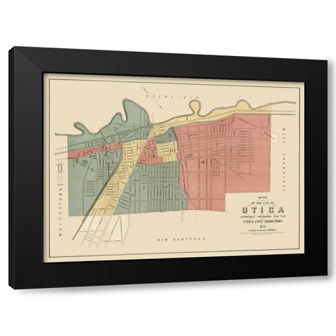 Utica New York - Francis 1876  Black Modern Wood Framed Art Print with Double Matting by Francis