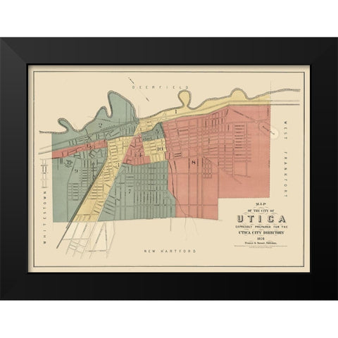 Utica New York - Francis 1876  Black Modern Wood Framed Art Print by Francis