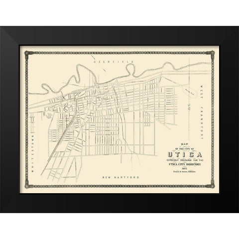 Utica New York - Francis 1875  Black Modern Wood Framed Art Print by Francis