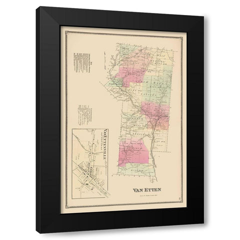 Van Etten New York Landowner - Beers 1869 Black Modern Wood Framed Art Print with Double Matting by Beers