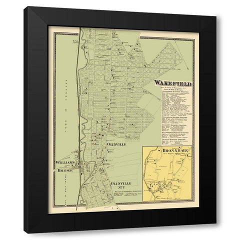 Wakefield New York Landowner - Beers 1868 Black Modern Wood Framed Art Print with Double Matting by Beers