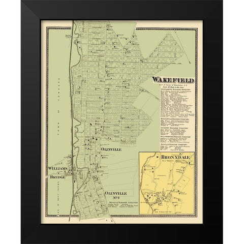 Wakefield New York Landowner - Beers 1868 Black Modern Wood Framed Art Print by Beers