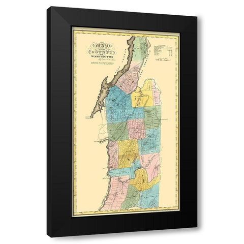 Washington New York Landowner - Burr 1829 Black Modern Wood Framed Art Print by Burr