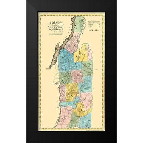 Washington New York Landowner - Burr 1829 Black Modern Wood Framed Art Print by Burr