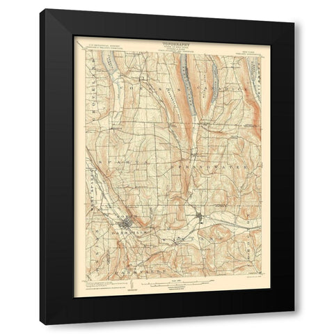 Wayland New York Quad - USGS 1904 Black Modern Wood Framed Art Print by USGS