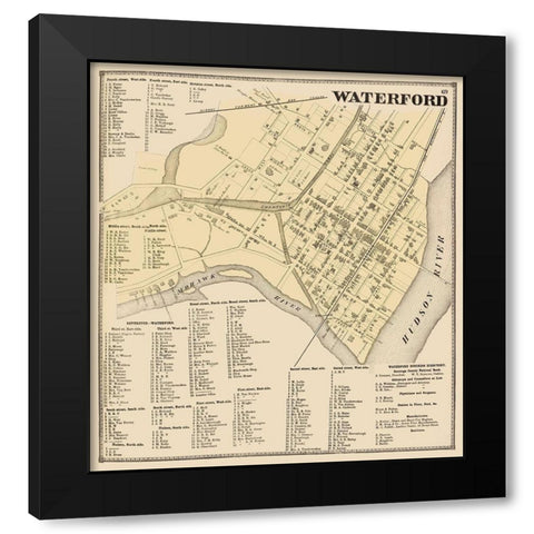 Waterford New York Landowner - Stone 1866 Black Modern Wood Framed Art Print by Stone