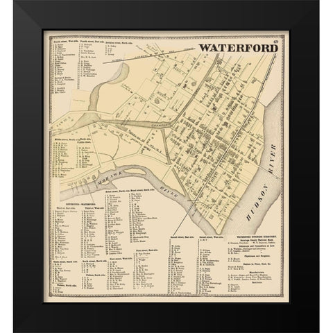 Waterford New York Landowner - Stone 1866 Black Modern Wood Framed Art Print by Stone