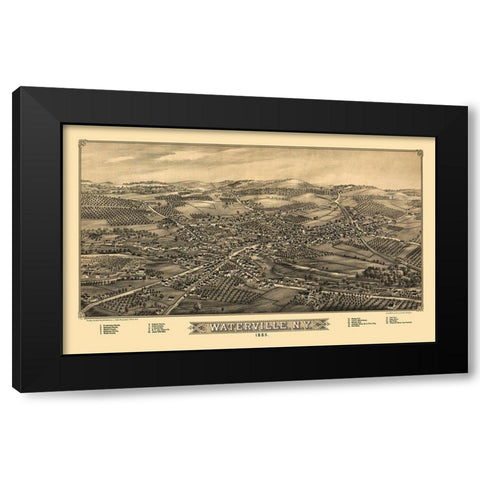 Waterville New York - Burleigh 1885  Black Modern Wood Framed Art Print with Double Matting by Burleigh